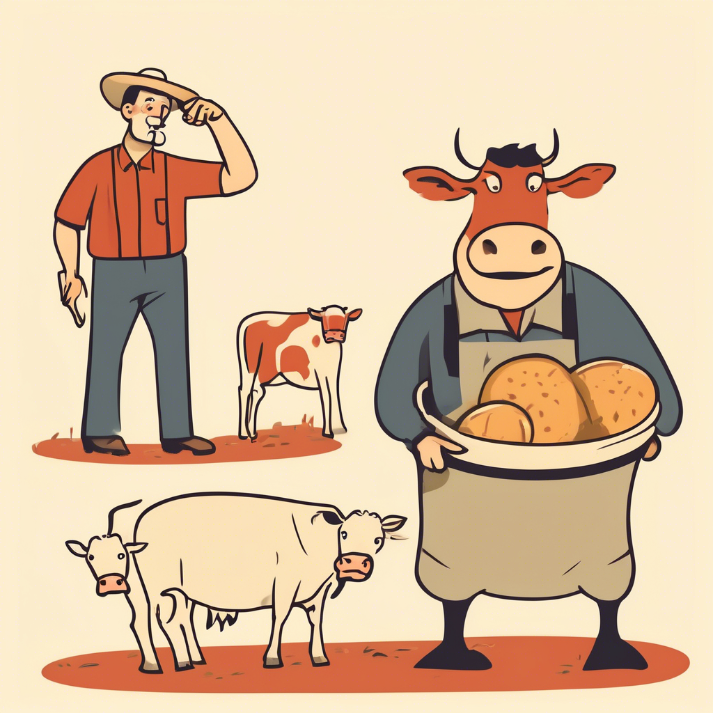 AI-generated illustrations: about jokes'farm'