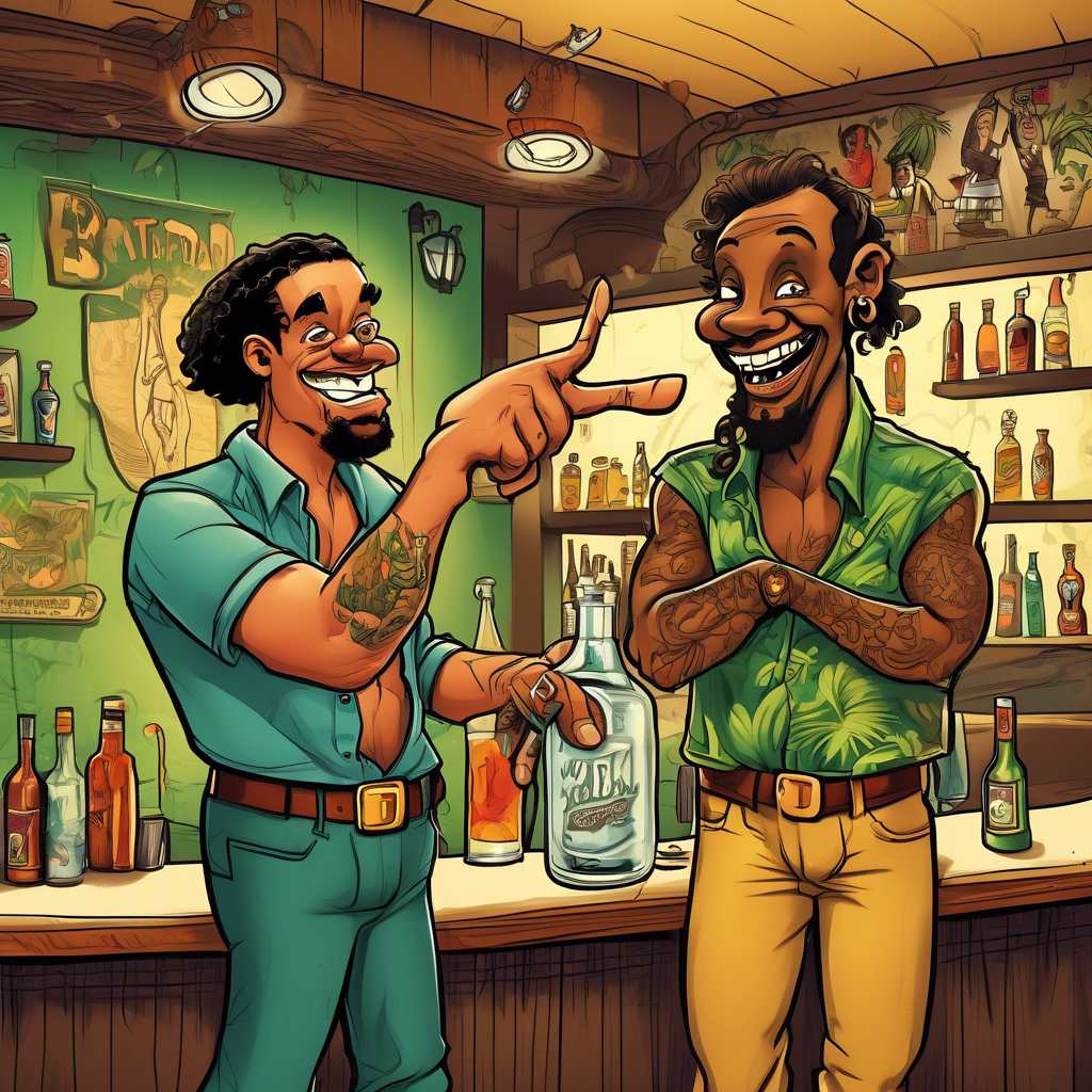 AI生成イラスト：ジョークについて'bartender'
